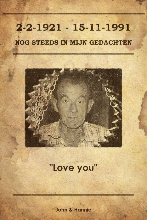 Joannes van der Tor 1921 In Memoriam