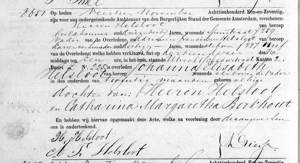 Johanna Elisabeth Helsloot 1870 overlijdensakte