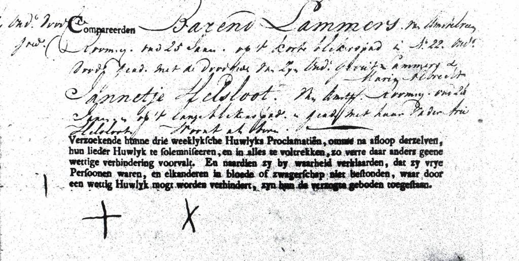 Johanna Helsloot 1783 ondertrouwakte