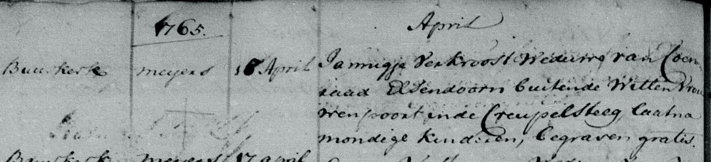 Johanna Herbertse Vercroest register van overledenen Momboirkamer