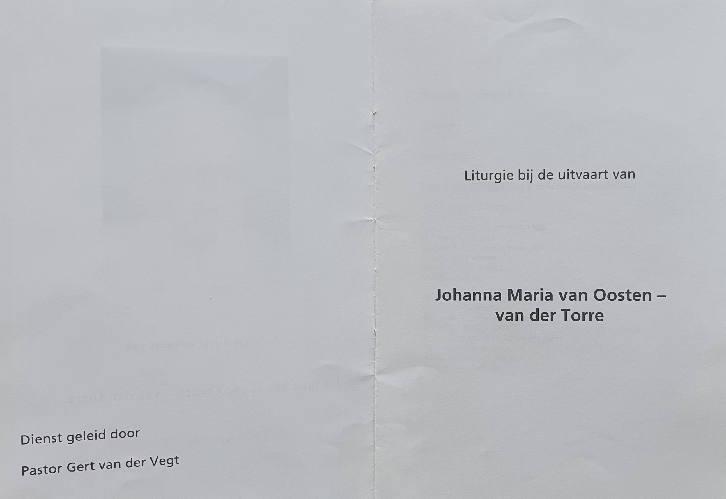Johanna Maria van der Torre 1908 liturgie bij de uitvaart II