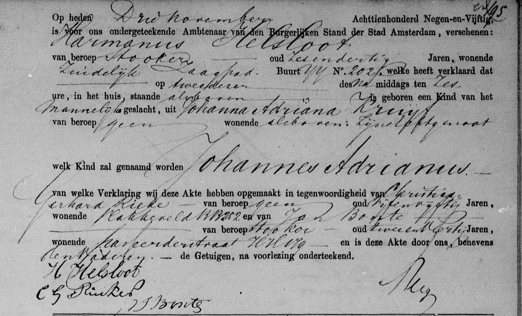 Johannes Adrianus Helsloot 1859 geboorteakte