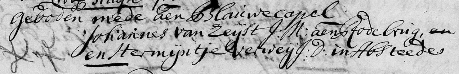 Johannes Cornelisze van Zeijst x Hermina Verweij ondertrouwboek