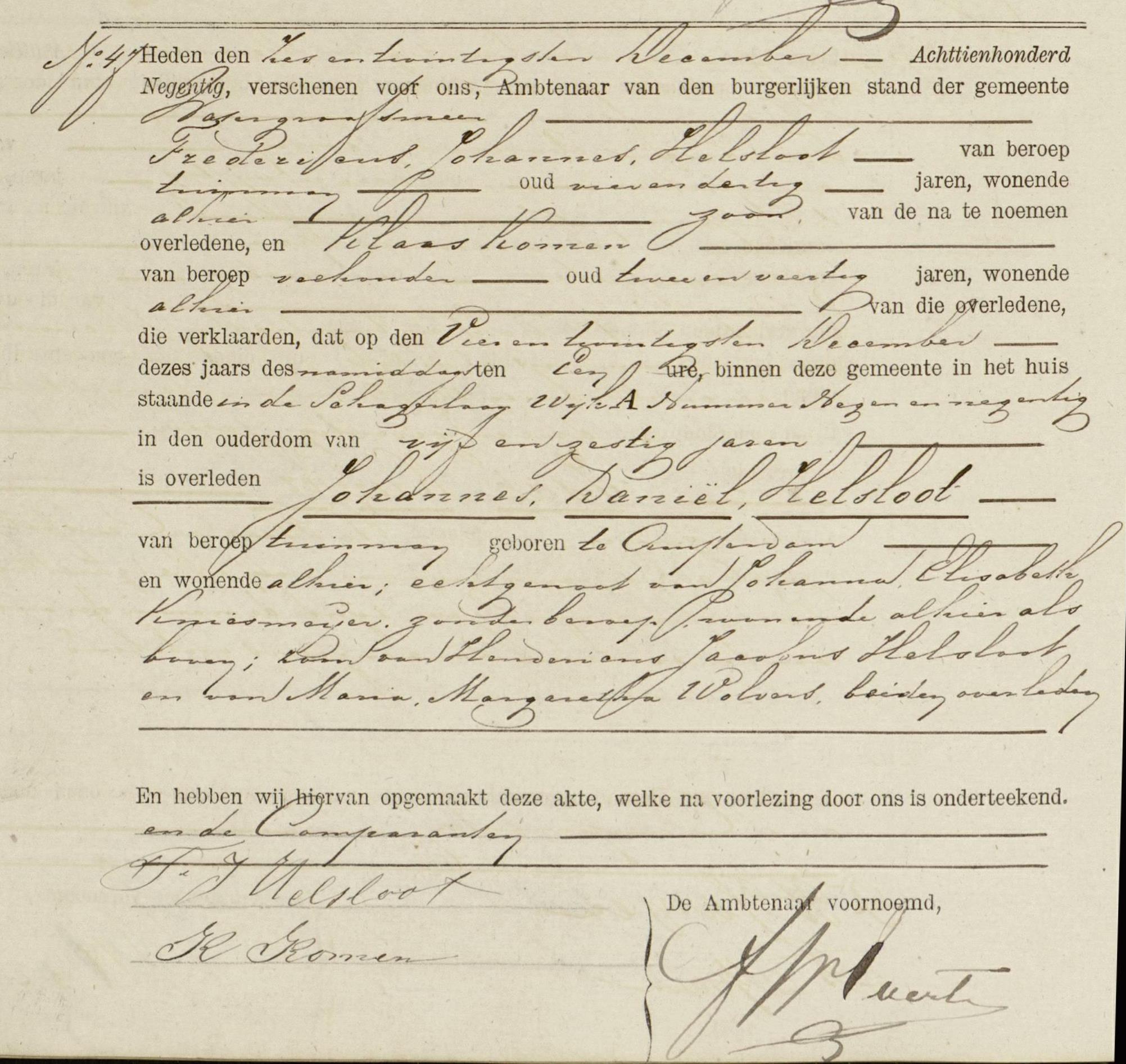 Johannes Daniël Helsloot 1824 overlijdensakte