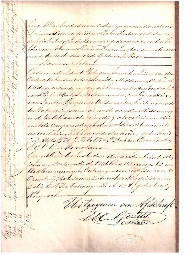 Johannes Daniël Helsloot 1824 verkoop Schagerlaan 1870 IV