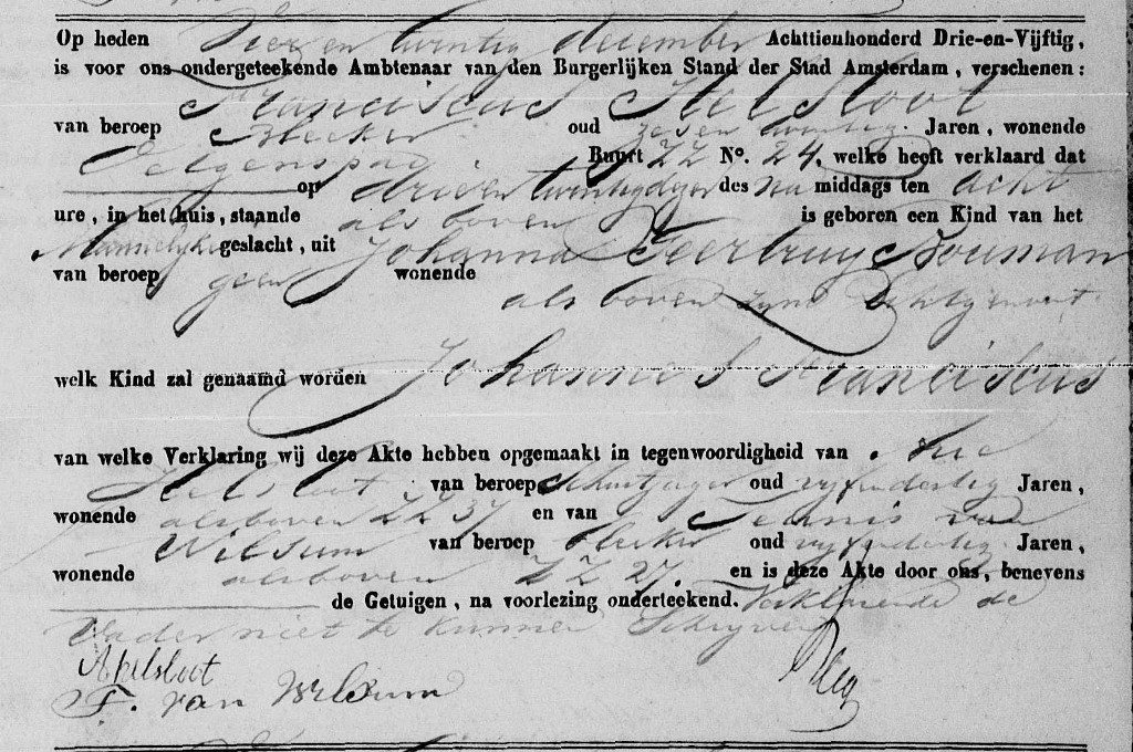 Johannes Franciscus Helsloot 1853 geboorteakte