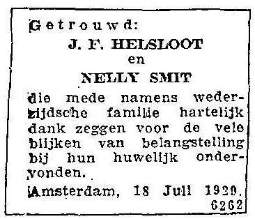 Johannes Franciscus Helsloot 1899 trouwadvertentie