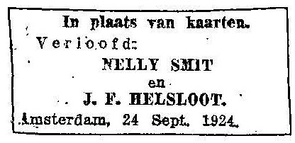 Johannes Franciscus Helsloot 1899 verlovingsadvertentie