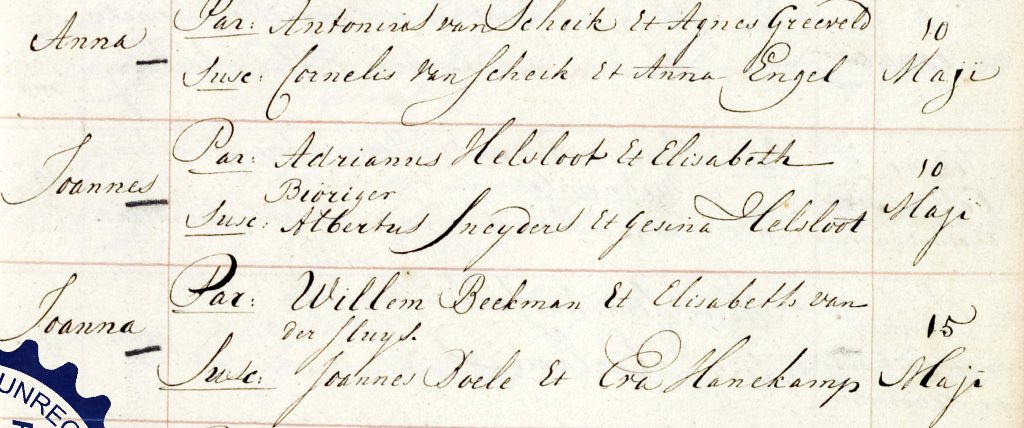 Johannes Helsloot 1788 doopakte