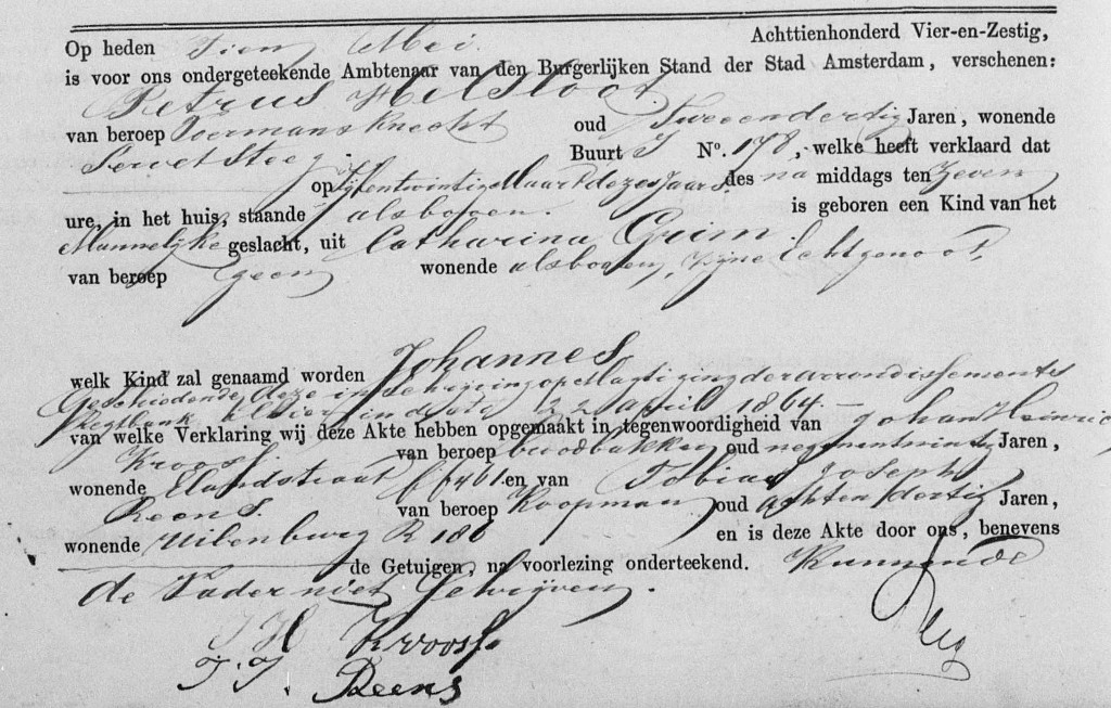 Johannes Helsloot 1864 geboorteakte
