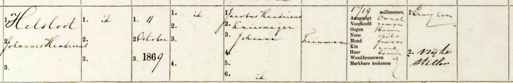 Johannes Hendricus Helsloot 1869 militieregister I