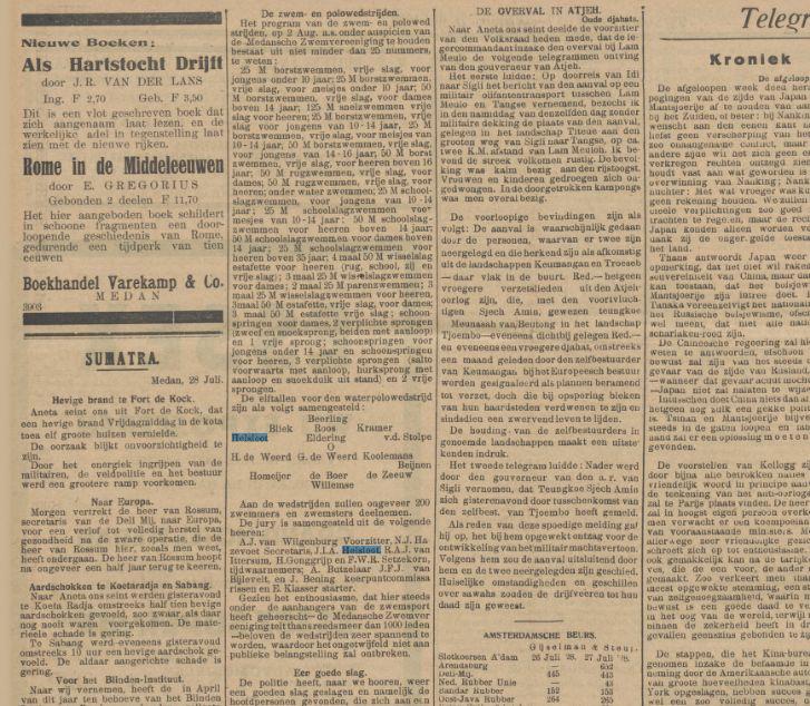 Johannes Ignatius Antonius Helsloot 1897 ; De Sumatra 28-07-1928, Dagpost