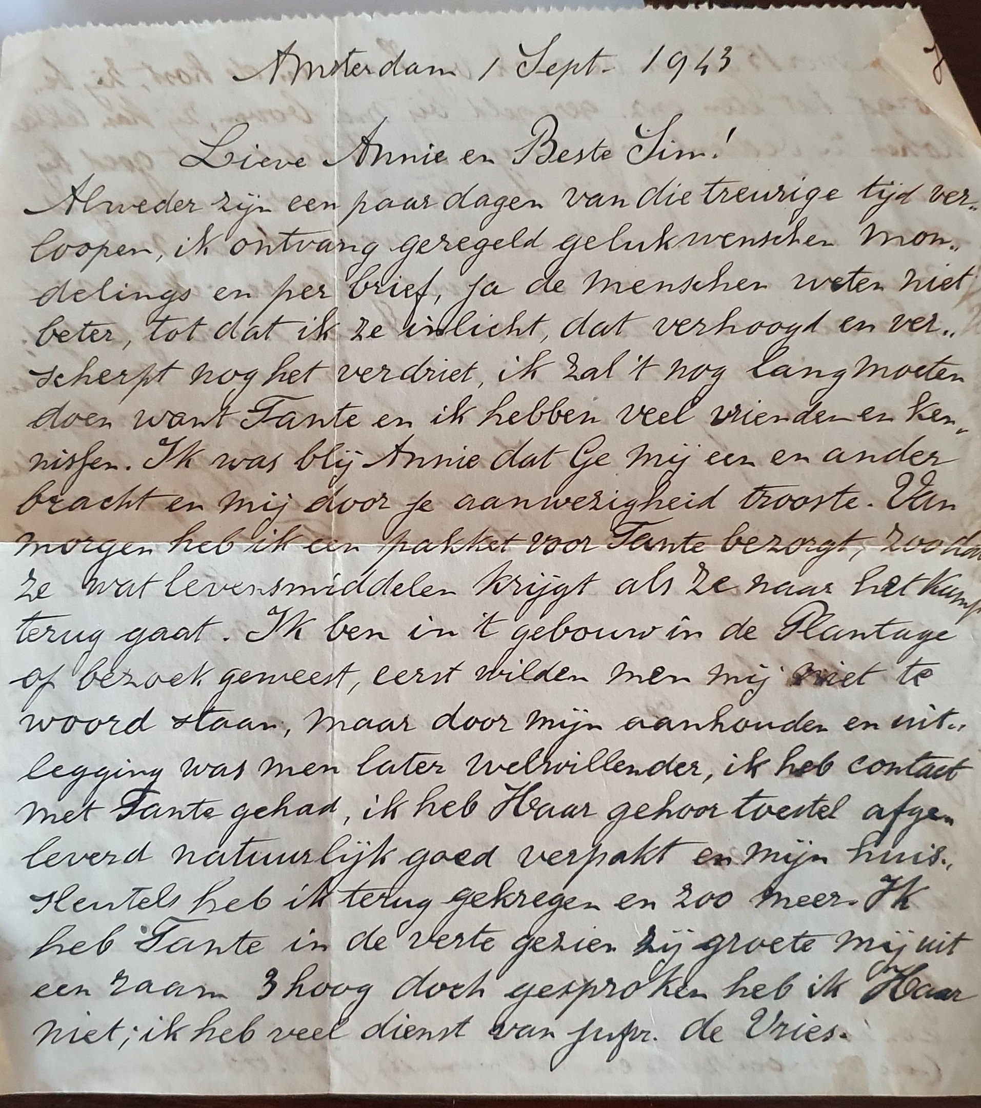 Johannes Jacobus Antonius Helleganger 1856 brief over Celine Berkelouw ; 1 september 1943 I