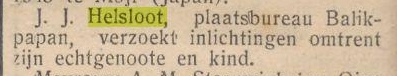 Johannes Jacobus Helsloot 1917 Het dagblad uitgave van de Nederlandsche Dagbladpers te Batavia 16-01-1946