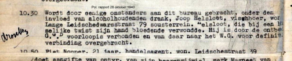 Johannes Marinus Helsloot 1891 politierapport 28 oktober 1940
