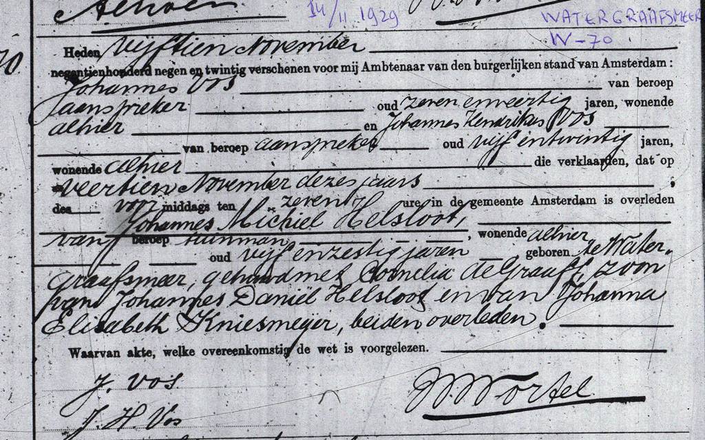 Johannes Michiel Helsloot 1864 overlijdensakte