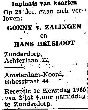 Johannes Michiel Helsloot 1936 verlovingsadvertentie