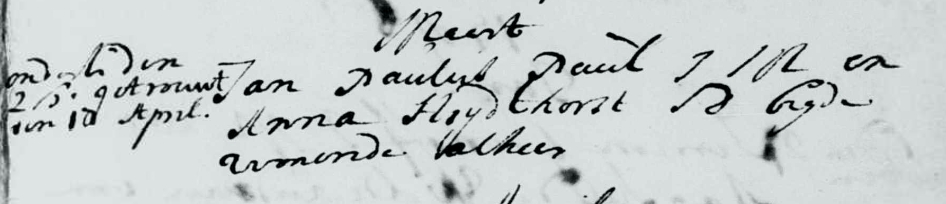 Johannes Paulusz Paul x Anna Frederiksdr Strijdhorst trouwboek