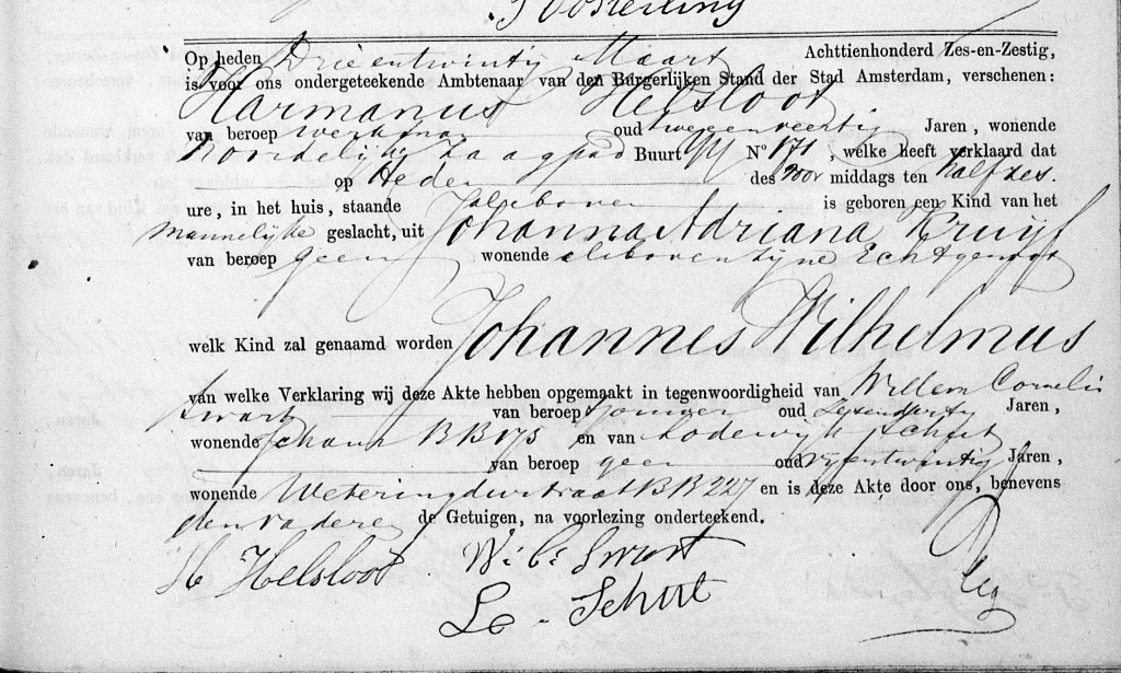 Johannes Wilhelmus Helsloot 1866 geboorteakte