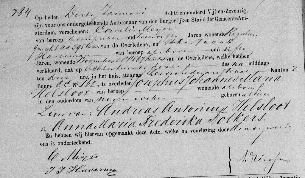 Josephus Johannes Maria Helsloot 1874 overlijdensakte