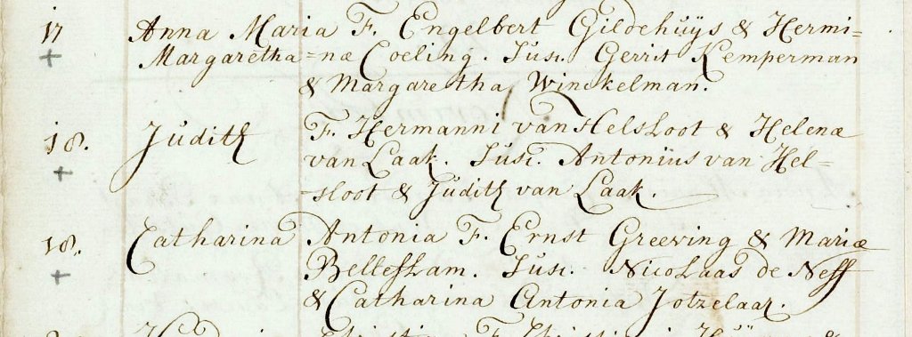 Judith van Helsloot 1763 doopregister