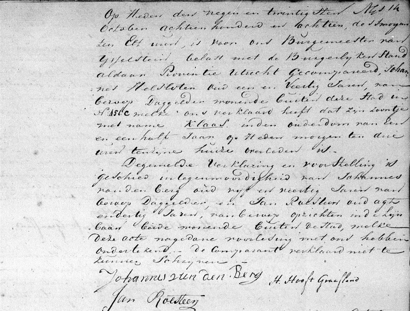 Klaas Helsloot 1817 overlijdensakte