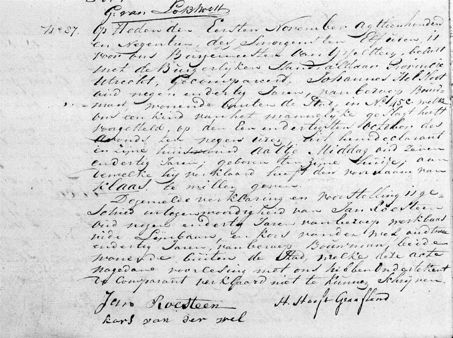 Klaas Helsloot 1819 geboorteakte