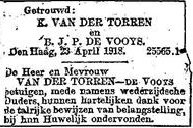 Kors van de Torren 1887 huwelijksadvertentie II