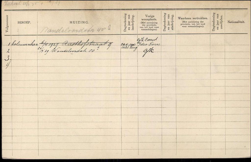 Leendert van der Torre 1901 gezinskaart II