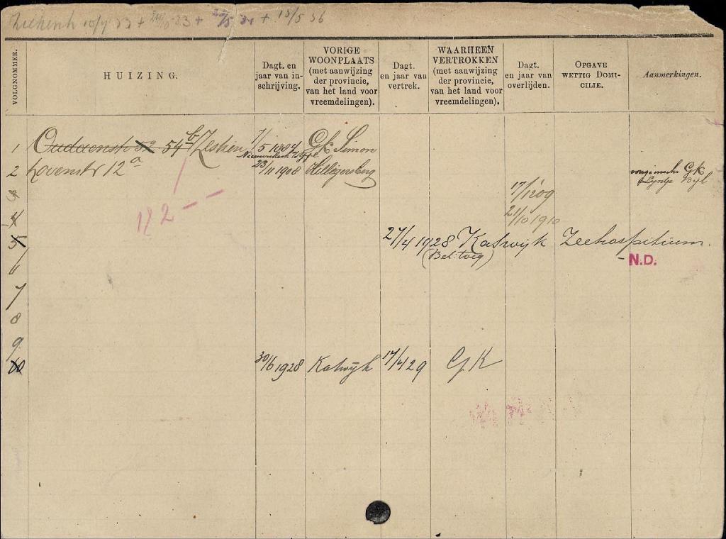 Lijntje van der Torre 1885 gezinskaart II