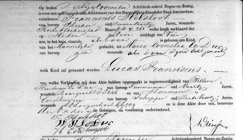 Lucas Franciscus Helsloot 1869 geboorteakte