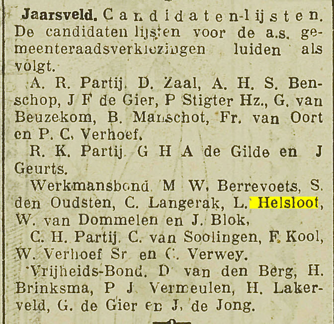 Lucas Helsloot 1887 ; Utrechts Nieuwsblad 14-04-1927
