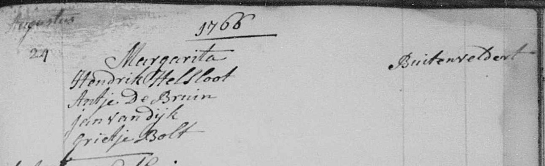 Margarita Helsloot 1766 doopboek