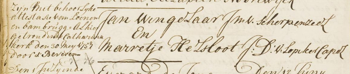 Margje Claesse Helsloot 1728 ondertrouwboek