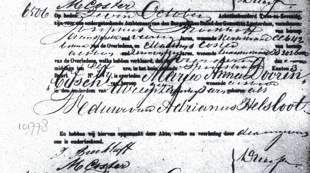 Maria Anna Doorenbosch overlijdensakte