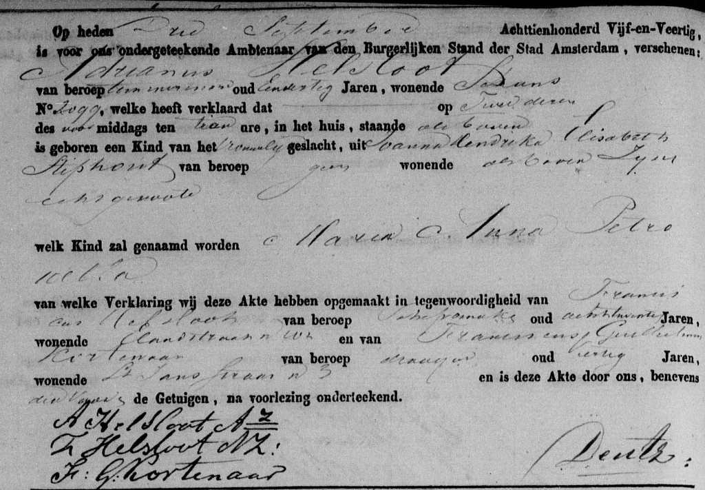 Maria Anna Petronella Helsloot 1845 geboorteakte