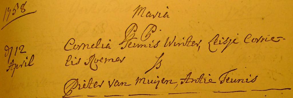 Maria de Winter 1758 doopboek