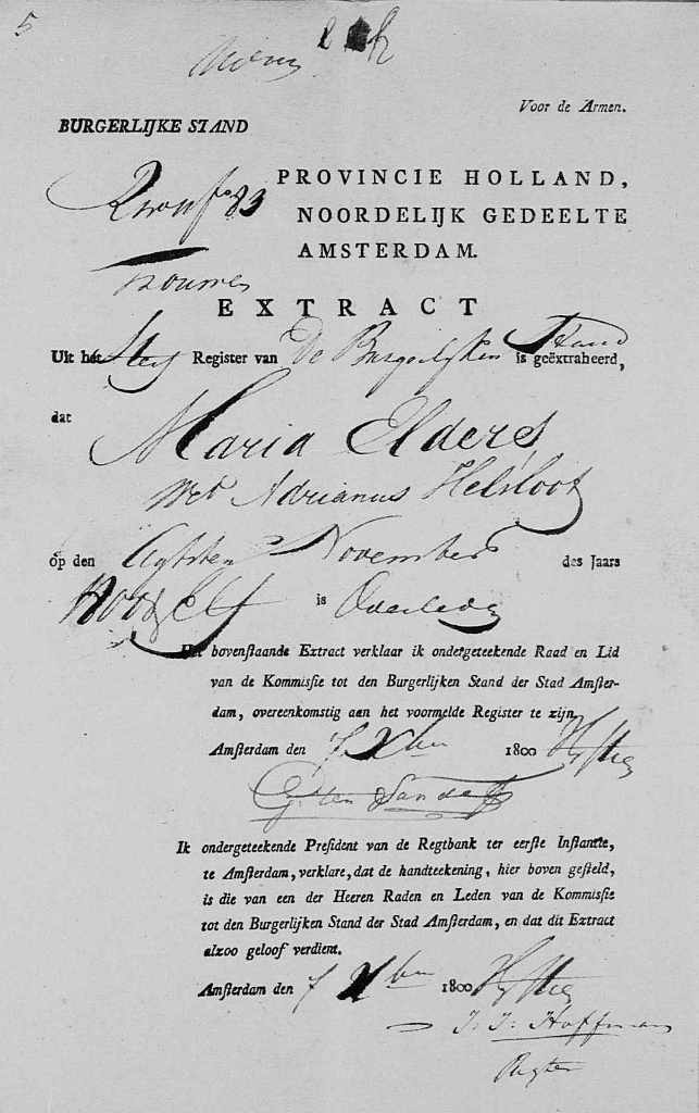 Maria Elders overlijdensextract