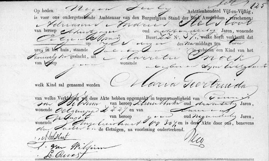 Maria Geertruida Helsloot 1855 geboorteakte
