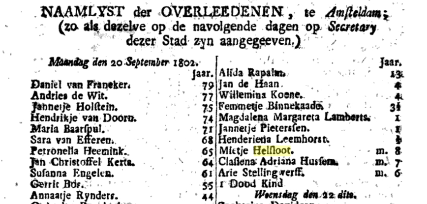 Maria Helsloot 1802 overlijdensbericht