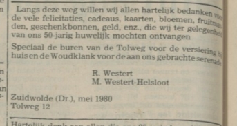 Maria Helsloot 1907 huwelijksjubileumadvertentie