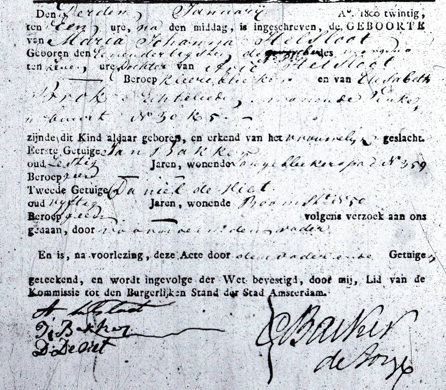 Maria Johanna Helsloot 1819 geboorteakte