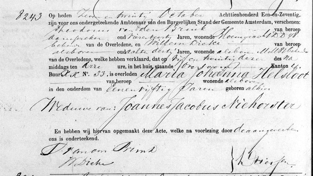 Maria Johanna Helsloot 1819 overlijdensakte