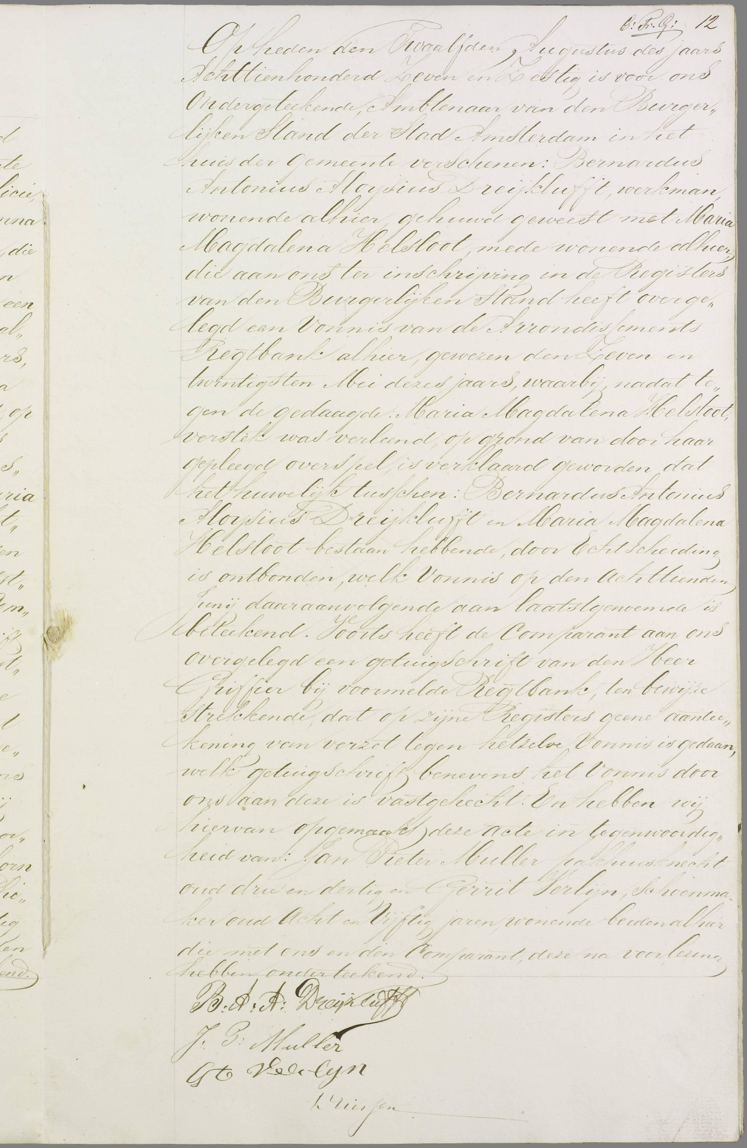 Maria Magdelena Helsloot 1830 echtscheidingsakte