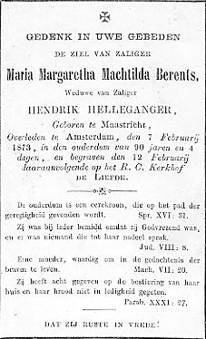 Maria Margaretha Machtilda Berents bidprentje