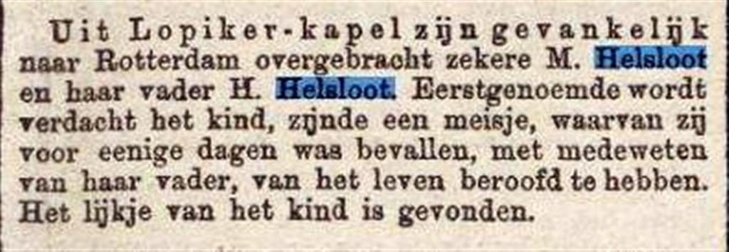 Maria Martina Helsloot 1868 moordverdachte ; Nieuws van den dag 7-10-1889