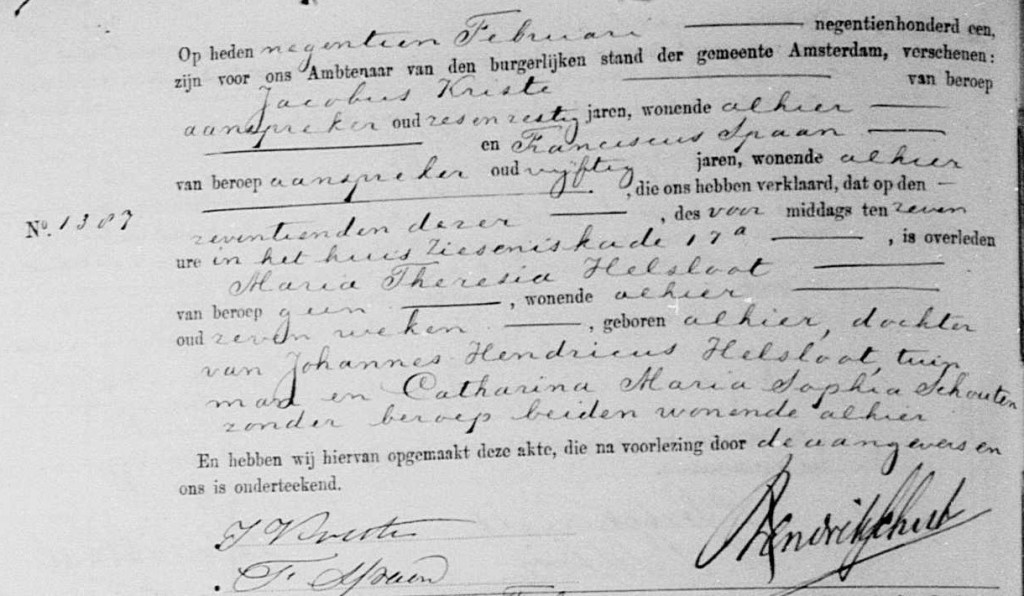 Maria Theresia Helsloot 1900 overlijdensakte
