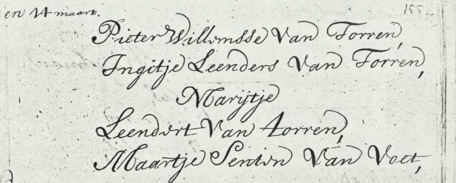 Marijtje van der Torre 1705 doopboek