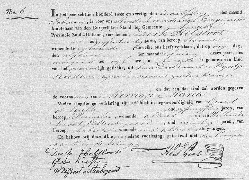 Marrigie Maria Helsloot 1842 geboorteakte