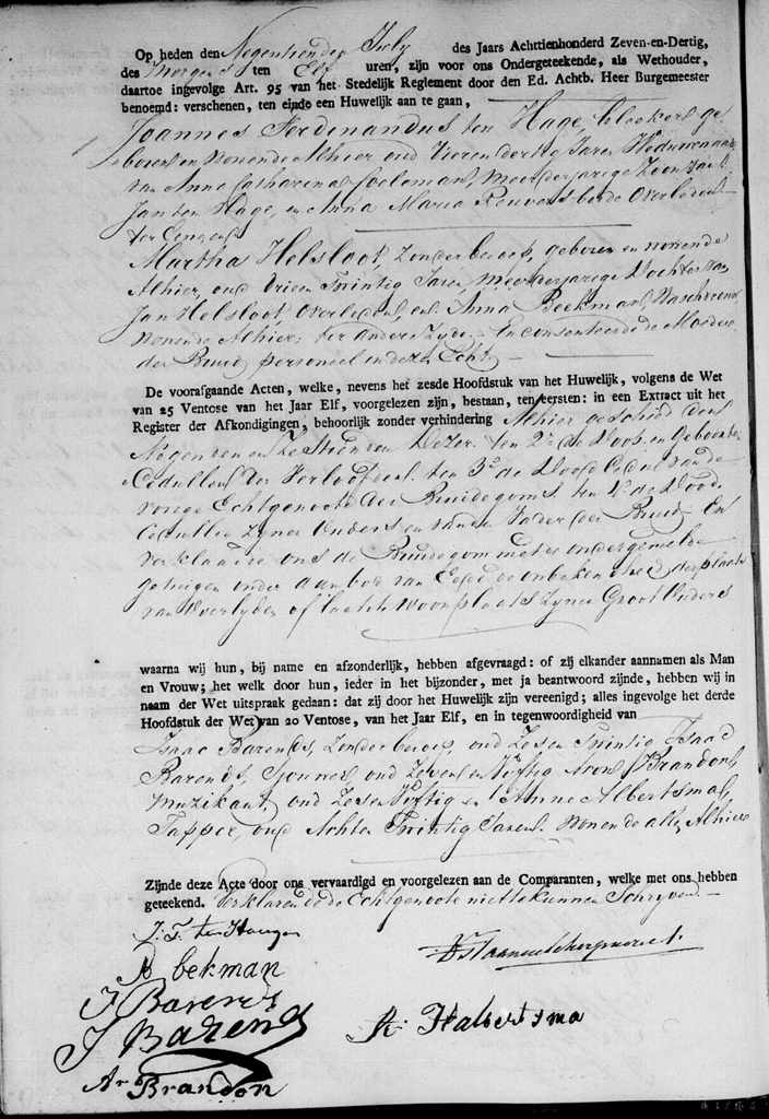 Martha Helsloot 1814 huwelijksakte